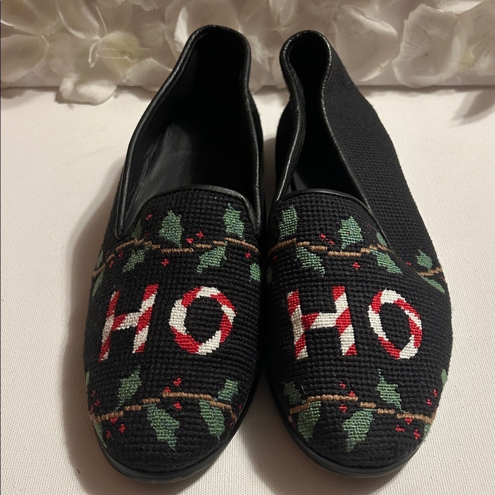 PAIGE Black Holiday Embroidered Loafers